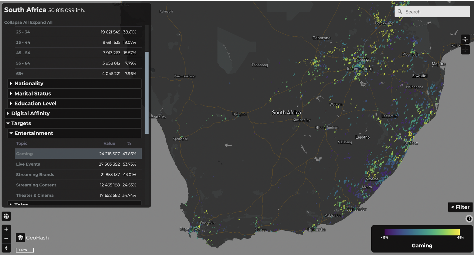 (Credit: AMA Digital Media, SA Gaming audiences by postal code)