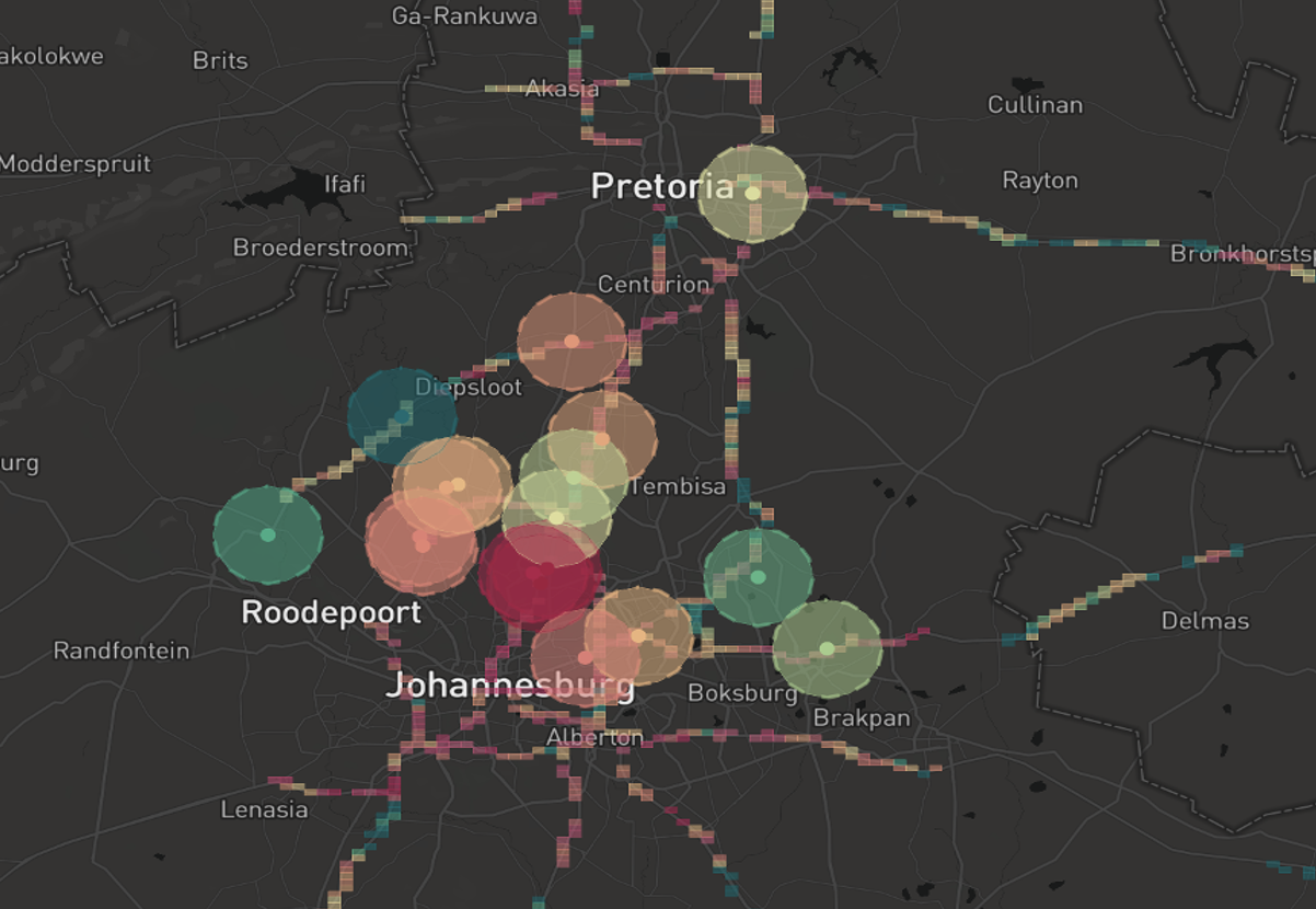(Credit: AMA Digital Media, JHB OOH mapped over key highways)