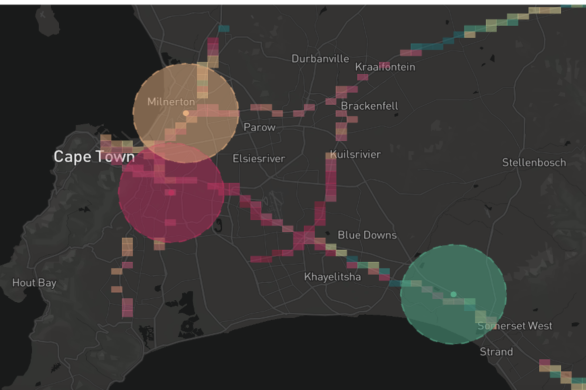 (Credit: AMA Digital Media, OOH Mapped over key Cape Town Roads)