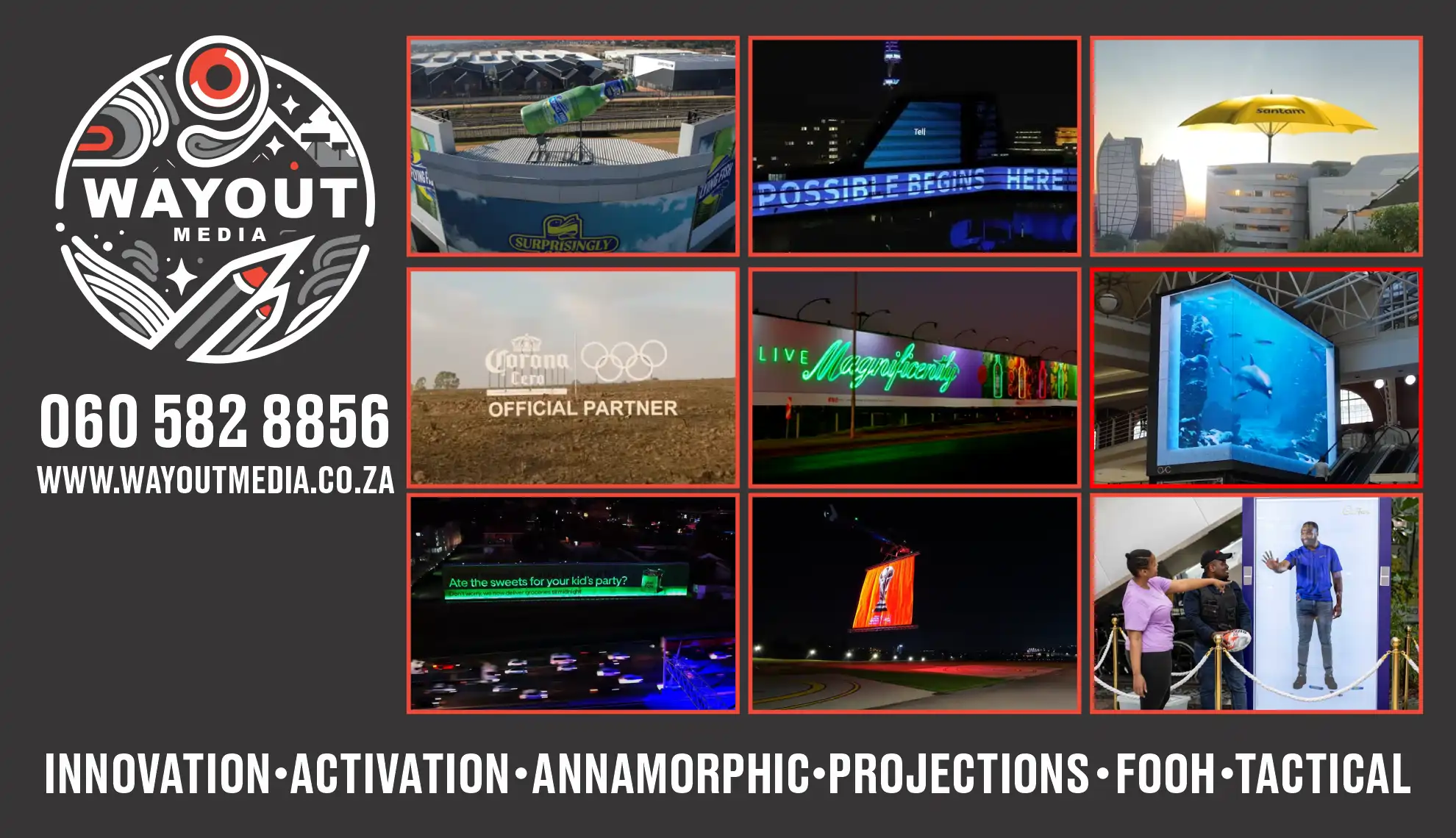 Wayout Media — Innovation, activation, anamorphic, projections, FOOH, tactical